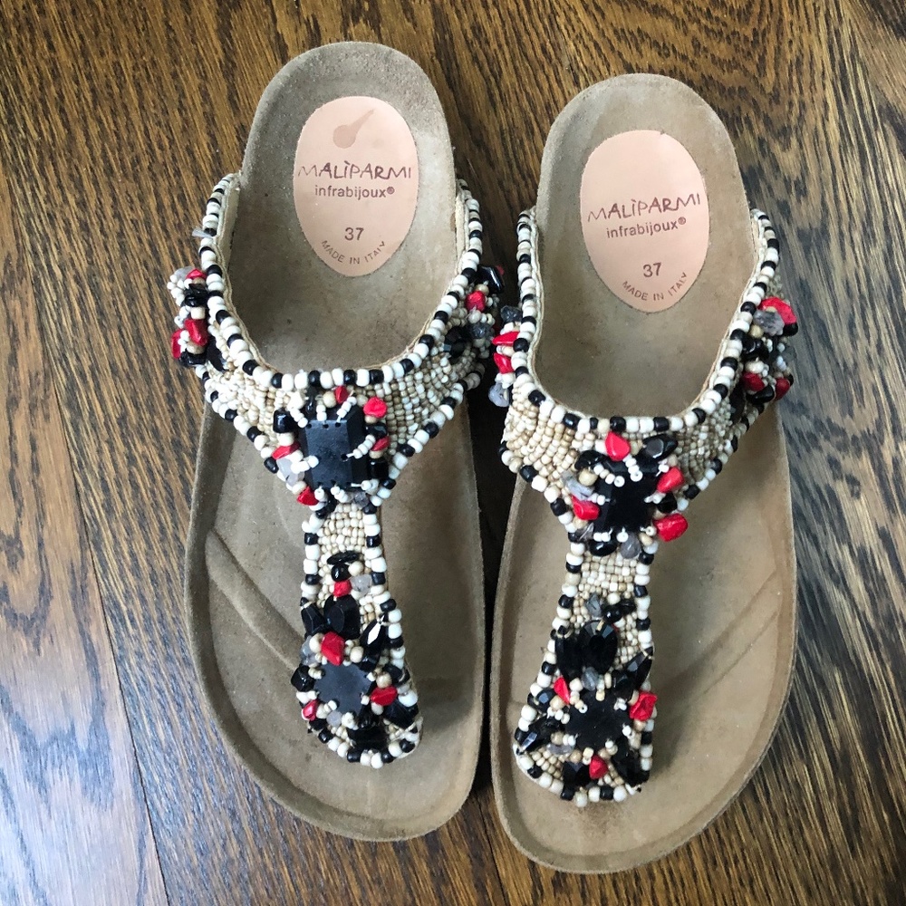 Maliparmi Beaded Sandals Size 6.5